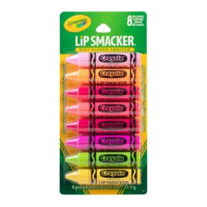 Lip Smacker Crayola Lip Balm Party Pack – 8 Moisturizing Lip Balms, Cotton Candy, Orange, Sherbert, Watermelon, Berry, Apple, Banana, Hydrating & Protecting – Cruelty-Free