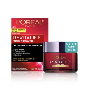 L’Oreal Paris Revitalift Triple Power Face and Neck Moisturizer, Anti Aging Face Cream with Broad Spectrum SPF 30, Pro-Retinol, Hyaluronic Acid and Vitamin C, 1 Kit