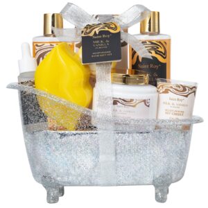 Mother’s Day Gift Bath and Body Almond Milk Vanilla Spa Gifts for Women, Bath Gift Set with Shower Gel, Scent Lotion, Bath Bomb Spa Gift Basket, Bath and Body Care Set Birthday Holiday Home Spa Gifts