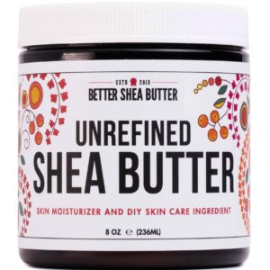 Raw Shea Butter – 100% Pure African Shea Butter for Hair and Body | Unrefined Moisturizer for Dry Skin, DIY Lip Balm, Body Butter, Lotion Bar, and Soap – 8 oz Jar