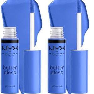 NYX PROFESSIONAL MAKEUP Butter Gloss, Non-Sticky Lip Gloss – Blueberry Tart (Periwinkle Blue) (Pack of 2)