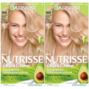 Garnier Hair Color Nutrisse Nourishing Creme, 100 Extra-Light Natural Blonde (Chamomile) Permanent Hair Dye, 2 Count (Packaging May Vary)