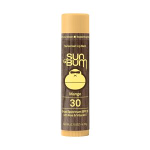 Sun Bum SPF 30 Sunscreen Mango Lip Balm – Moisturizing Aloe Vera and Vitamin E – Vegan and Cruelty Free – Broad Spectrum UVA/UVB Lip Protection – 0.15 oz Stick
