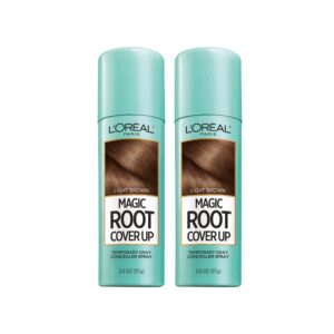 L’Oreal Paris Hair Color Root Cover Up Temporary Gray Concealer Spray Light Brown (Pack of 2) (Packaging May Vary)
