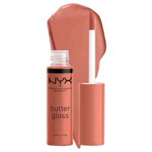NYX PROFESSIONAL MAKEUP Butter Gloss Brown Sugar, Non-Sticky Lip Gloss – Sugar High (Peachy Light Nude)