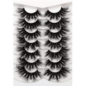 Pooplunch Faux Mink Lashes Fluffy 25MM False Eyelashes 7 Pairs Pack Dramatic 8D Volume Thick Long Fake Eye Lashes Multipack