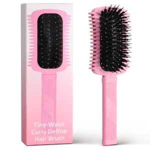 Curl Defining Brush Pink, Volume Curly Hair Brush for Detangling Shaping and Styling Women’s Curls, Reduce Pulling