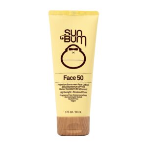 Sun Bum Original SPF 50 Sunscreen Face Lotion – Broad Spectrum Moisturizing Facial Sunscreen with Vitamin E – Hawaii 104 Act Compliant (Made without Octinoxate & Oxybenzone) – Travel Friendly – 3 oz