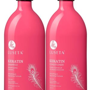 Luseta Keratin Smooth Shampoo and Conditioner Set Moisturizing and Hydrating for Damaged and Dry Hair Prevent Further Breakage Free of Sulfate and phosphate