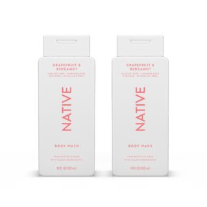 Native Body Wash Contains Naturally Derived Ingredients | For Women & Men, Sulfate, Paraben, & Dye Free Leaving Skin Soft and Hydrating | Grapefruit & Bergamot 18 oz – 2 Pk
