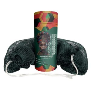 AFRIKI African Net Sponge, Authentic African Exfoliating Sponge, Black Owned, Back Scrubber, 45 inch Long for Normal to Sensitive Skin, for Daily use, Original Collection