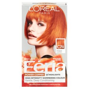 L'Oreal Paris Feria Power Copper High-Intensity Shimmering Colour, Intense Copper [C74] 1 ea (Pack of 5)