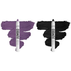 NYX PROFESSIONAL MAKEUP Jumbo Eye Pencil Blendable Eyeshadow Stick & Eyeliner Pencil Bundle – Eggplant (Violet) and Black Bean