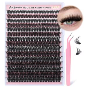 DIY Lash Extension Kit 300pcs Individual Lashes Cluster 80D D Curl Eyelash Extension Kit Lash Clusters with Lash Applicator Tool for Self Application by Focipeysa (80D-0.07D-8-18MIX)