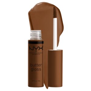 NYX PROFESSIONAL MAKEUP Butter Gloss Brown Sugar, Non-Sticky Lip Gloss – Caramelt (Medium Brown)