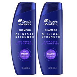 Head & Shoulders Clinical Dandruff Shampoo Twin Pack, Prescription Strength, Oil & Flake Control, Seborrheic Dermatitis Relief, Citrus, 13.5 Fl Oz Each (Set of 2)