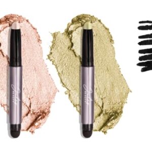 Julep Eyeshadow 101 Crème-to-Powder Eyeshadow Stick Duo + When Pencil Met Gel Sharpenable Multi-Use Longwear Eyeliner Pencil, 3pc Set – Meadow Shimmer, Blackest Black and Pearl Shimmer