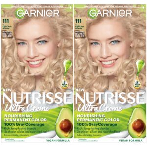 Garnier Hair Color Nutrisse Nourishing Creme, 111 Extra-Light Ash Blonde (White Chocolate) Permanent Hair Dye, 2 Count (Packaging May Vary)