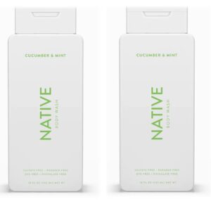 Native Body Wash Contains Naturally Derived Ingredients | For Women & Men, Sulfate, Paraben, & Dye Free Leaving Skin Soft and Hydrated | Cucumber & Mint 18 oz – 2 Pk