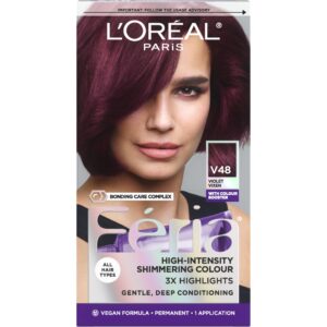 L’Oreal Paris Feria Multi-Faceted Shimmering Permanent Hair Color Hair Dye, V48 Violet Vixen (Intense Medium Violet)
