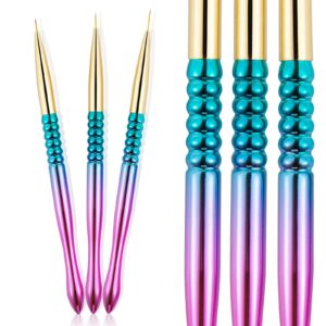 Nail Art Brushes 3PCS with Gradient Colour Handle>7/9/11mm Liner Painting Brush Kit Set Fine Acrylic Nail Art Pen Thin Line Brush Nail Pen DIY Decoration Home Salon Design for Women Girls