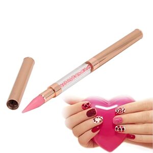 Dual Ended Dotting Pen, Wax Tip Rhinestone Pickup Tool Dotting Pen, Manicure Nail Art Tool for Picking Nail Rhinestones, Crystal(Pink)