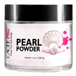 Acrylic Powder for Nails> Pearl Color Nail Art> 1oz Jar by Cacee> For Professional Acrylic Nail Kit> Premix of Pigments> Pearlescent & Metallic Effects (Pearl White #20)
