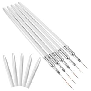 NOLITOY 5pcs Nail Art Liner Pen Nail Painting Supply Nail Design Brush Nail Salon Art Tools Nail Pens Nails Brush Pen Thin Nail Art Nail Art Tools Metal Line Pen Manicure>17.3×0.7cm>Silver