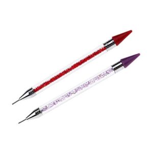2x Nail Rhinestone Picker Dotting Pen 2 Way Pearl Crystals Pick Wax Pencil AI LI WEI