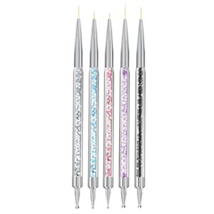 Nail Art Point Drill Drawing Brush Pen 5 Double Ended Nail Art Brushes Nail Art Liner Brushes Nail Art Dotting Pen Tool Nail Art Liner Brushes Uv Gel Painting Nail Art Design Brush
