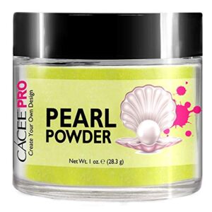 Acrylic Powder for Nails> Pearl Color Nail Art> 1oz Jar by Cacee> For Professional Acrylic Nail Kit> Premix of Pigments> Pearlescent & Metallic Effects (Neon Yellow #5)