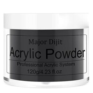 Major Dijit 4.23oz Acrylic Powder Long-Lasting Professional Crystal Polymer Nail Powder Acrylic Nail System Extension French Manicure>No Lamp Needed (Black)