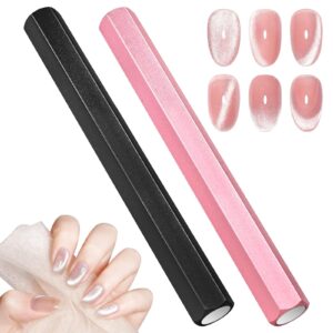 Ptwola 2PCS Cat Eye Magnet for Nails>Double-Head Cat Eye Gel Nail Polish Magnet Pens Stick Hexagonal Strong Suction Magnetic Wand Nail Salon Art Tool for Home Personal DIY Nail Manicure Design Studio