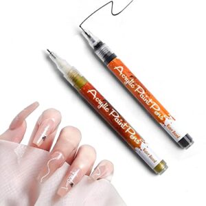 WNJD Nail Art Painting Pen Gel>1mm Tip DIY Nail Beauty Tools Nail Art Painting Pen Quick Dry Acrylic Paint Draffiti Pen (Gold + Black)