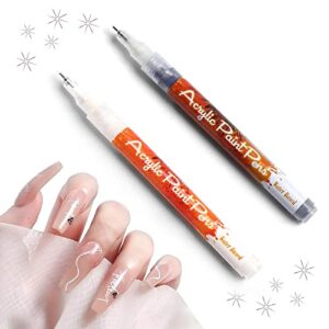 Nail Art Painting Pen Gel>1mm Tip DIY Nail Beauty Tools Nail Art Painting Pen Quick Dry Acrylic Paint Draffiti Pen (White + Silver)