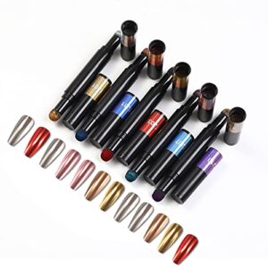 RoseFlower 6pcs Double Head 12 Colors Chrome Mirror Metal Effect Nail Powder Pen>Nail Glitter>Air Cushion Nail Powder Pen>Sponge Stick Nail Glitter>Nail Art Gliter Nail Decoration Manicure Tool