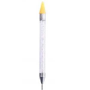 DNHCLL Dual-Ended Rhinestone Dotting Pen, Nail Rhinestone Picker Wax Tip Pencil Pick Up Applicator Dual Tips Dotting Pen Beads Gems Crystals Studs Picker with Acrylic Handle Manicure Nail Art Tool