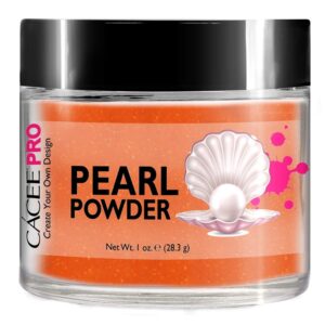 Acrylic Powder for Nails> Pearl Color Nail Art> 1oz Jar by Cacee> For Professional Acrylic Nail Kit> Premix of Pigments> Pearlescent & Metallic Effects (Tiger Orange #24)
