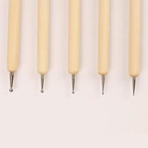 Wooden Ball Stylus Dotting Tools Set Dotting Pen Tool 5 Pcs Dotting Pens Nail Art Tip Dot Paint Manicure kit Dotting Painting Brush Pen Set. (5 pcs)