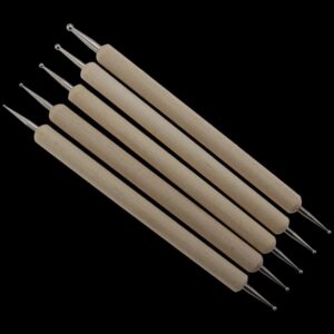 1 set / 5pcs pieces of woodcutter dotted manicure tools wooden nail stitch pen for art knitting punching tool for nails – (Color: 5PCS)