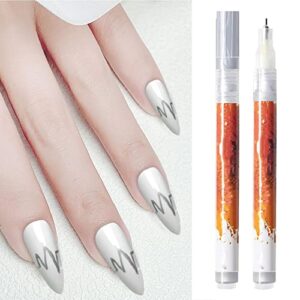WGUST Nail Art Painting Pen Fine Tip>Portable Pens>Drawing Graffiti Quick Dry DIY Flower Abstract Lines Details Pen>Suitable For Acrylic/Natural/Gel Nail>Silver>1.0 Count>(Pack of 1)