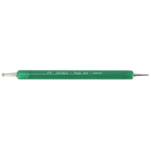 Osaka Japan Professional Double-Sided Dotting and Marbling Nail Art Tool with Green Marble Handle