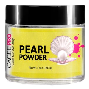 Acrylic Powder for Nails> Pearl Color Nail Art> 1oz Jar by Cacee> For Professional Acrylic Nail Kit> Premix of Pigments> Pearlescent & Metallic Effects (Cyber Yellow #33)