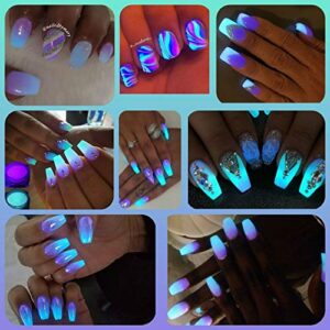 GLOW IN THE DARK PIGMENT POWDER Acrylic Nail Art CASTING RESIN> POWDER COATING GLAM AND GLITS GLOW IN THE DARK ACRYLIC 1oz NAIL POWDER FULL (white glows blue/sky blue)