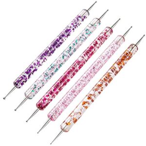 Amoin 2 Way Dotting Pen Tool Nail Art Tip Dot Paint Manicure Kit, Pack of 5 (Colorful)