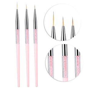 Hurrise Nail Art Liner Brushes, 3Pcs Nail Art Nail Brush Nail Nail Brushes Uv Gel Painting Pen Drawing Tool For Nail Brushes Set Rhinestone Handle()