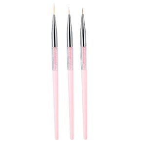 nail art brushes, Nail Art Liner Brushes, 3pcs Nail Art Dotting Painting Drawing Set Rhinestone Handle Gel Polish Manicure Tools (#1)