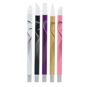 zsjhtc Nail Art Pens 5 Pcs Metal Acrylic Handle Beauty Silicone Head Painting Pen Nail Design Brush