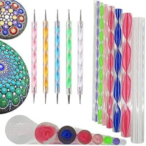Mandala Dotting Tools for Painting,Rock Paint Kits,Nail Art,Polymer Clay,DIY Supplies with Ball Stylus Dot Pen,Metal Modelling Ball (8 Pcs Mandala Tool & 5 Pcs Dotting Tool) Multicolor