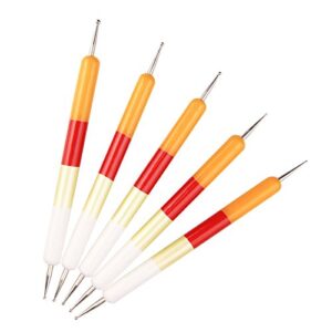 5 Pcs 2-Way Dotting Tools, Stylus Dotting Tool Nail Art Dotting Pens Design Painting Drawing UV Gel Manicure Professional Nail Salon Tool, Mandala Rock Painting, Pottery Clay(Orange/Red/Golden/White)
